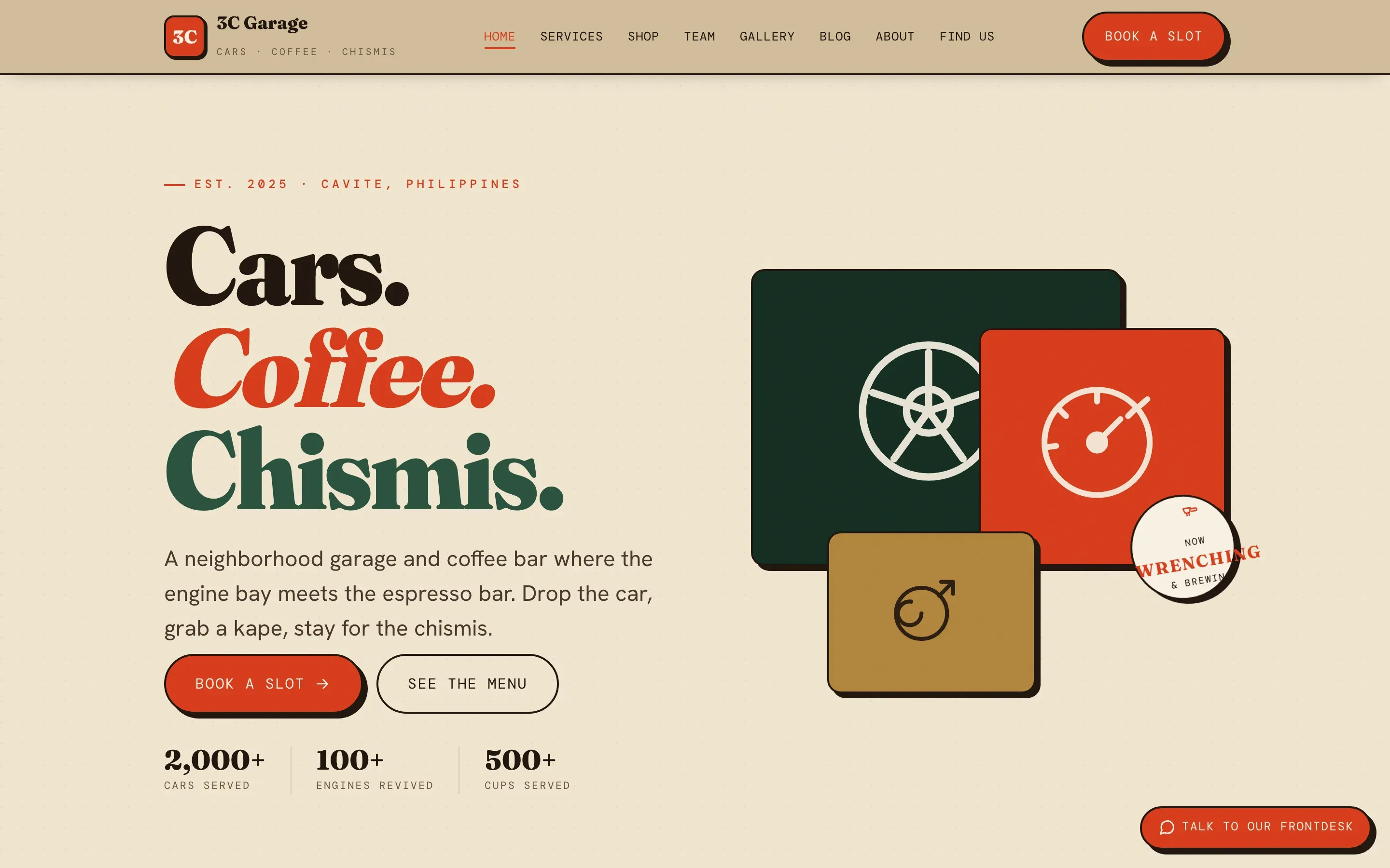 Homepage of 3C Garage — Cars · Coffee · Chismis