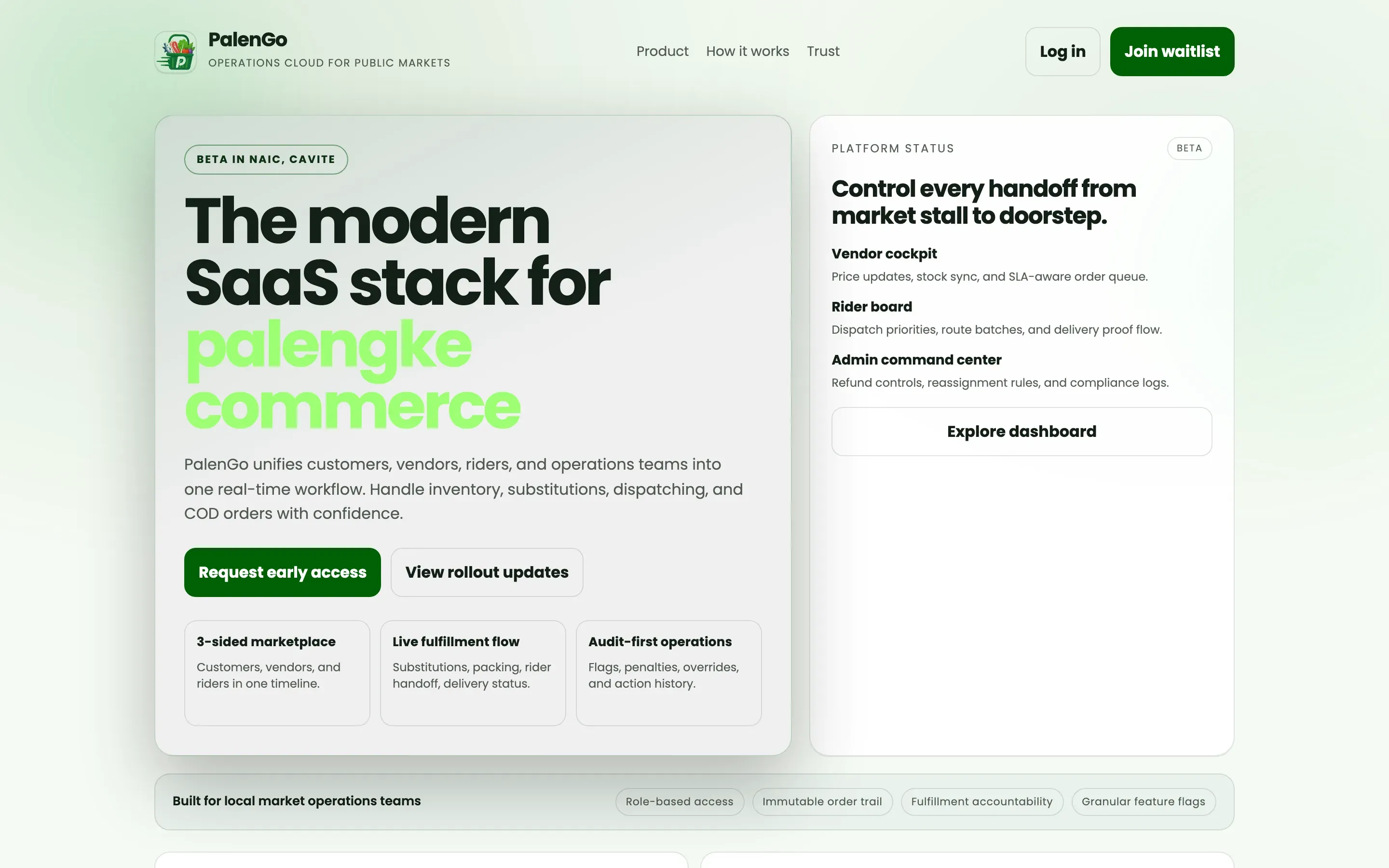Homepage of PalenGo